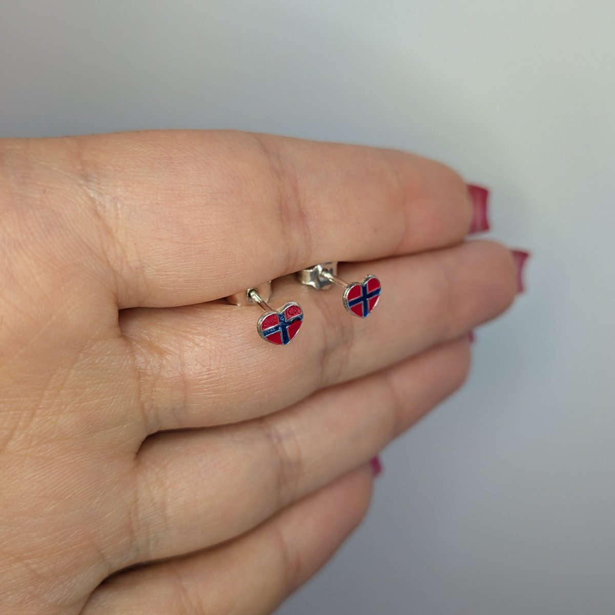 Örhängen Norska flaggan i hjärta - Sterling silver