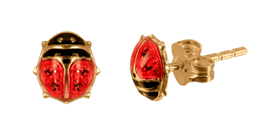 Örhängen Nyckelpiga med emalj