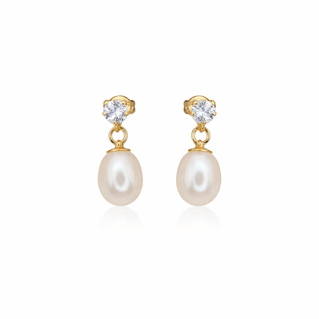 Örhängen - Pärla & kristall hängande 18k