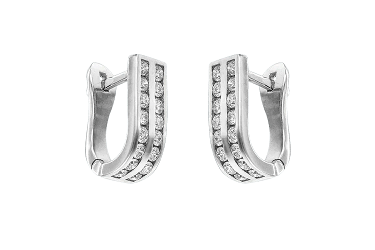 Diamant örhängen i 18k vitguld två rader med 32 diamanter