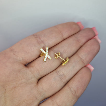 Örhängen X i äkta silver 18k guldpläterade