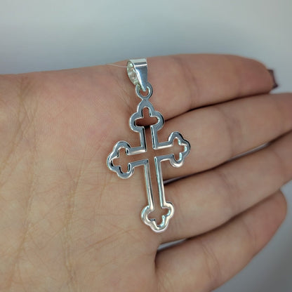 Ortodoxa korset genombrutet sterling silver