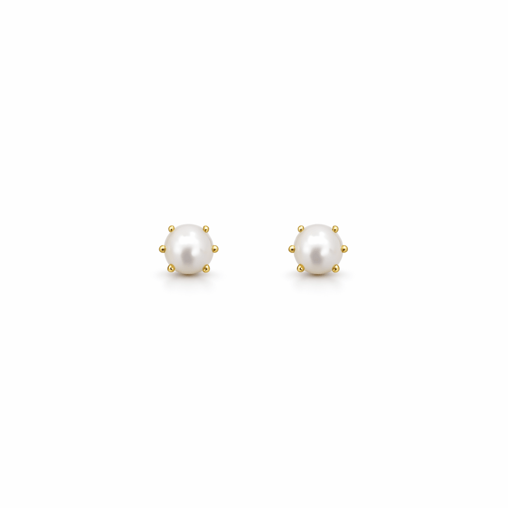 Pärlörhängen 18k guld 4-4,5mm vita med klor