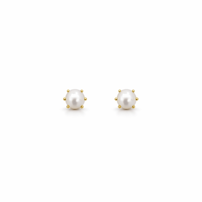 Pärlörhängen 18k guld 4-4,5mm vita med klor