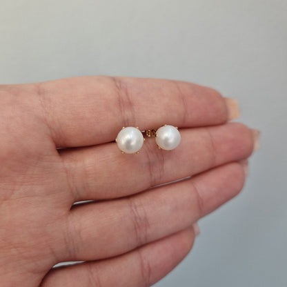 Pärlörhängen 18k guld 7-7,5mm vita med klor