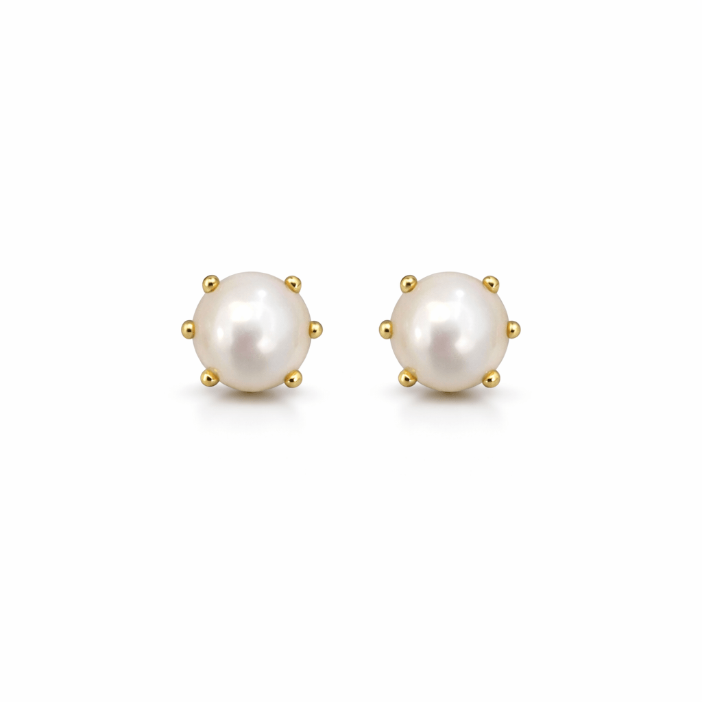 Pärlörhängen 18k guld 7-7,5mm vita med klor