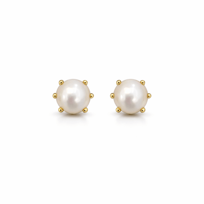 Pärlörhängen 18k guld 7-7,5mm vita med klor
