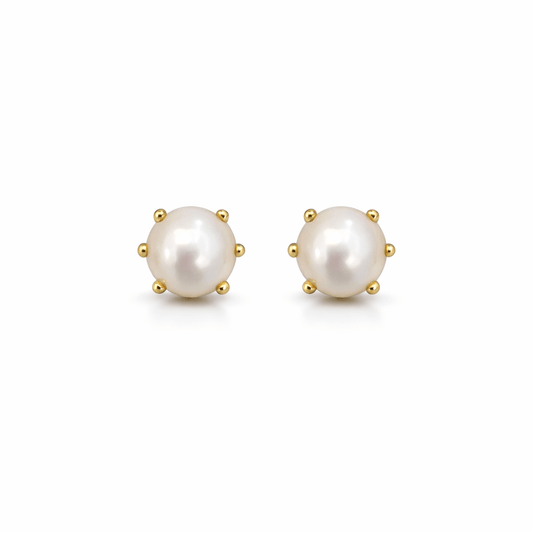 Pärlörhängen 18k guld 7-7,5mm vita med klor