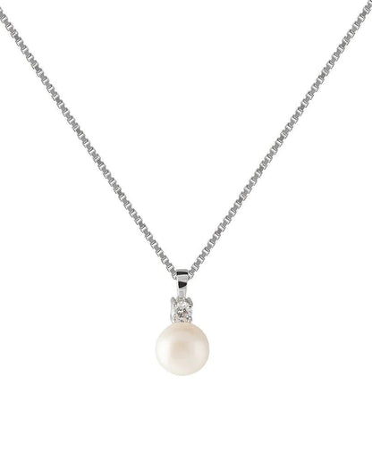 Pärlhalsband i äkta silver med kristall