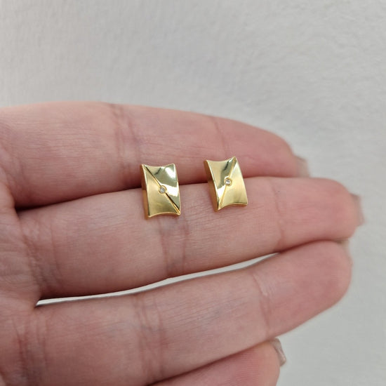 Rektangulära diamant örhängen 18k guld