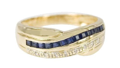 Guldring med safirer & diamanter