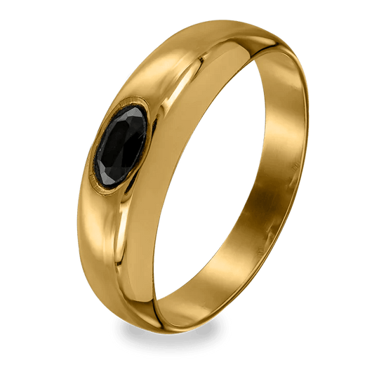 Guldring med en oval blå safir