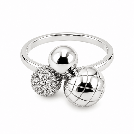 Glittrande silver ring med kulor elegant utförande