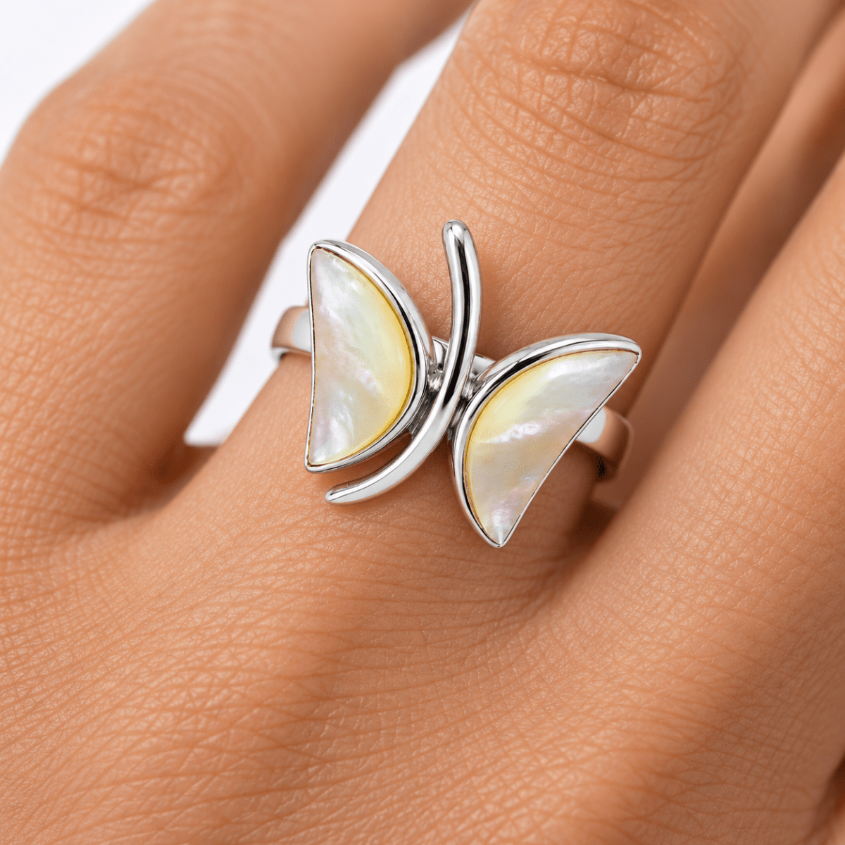 Ring pärlemor fjäril - Sterling silver