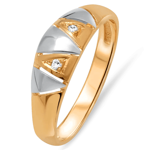 Diamantring i tvåfärgat 18k guld med två diamanter