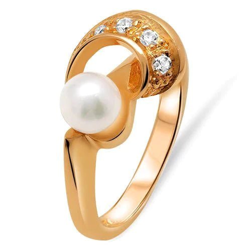 Elegant ring i 18k guld med pärla och stenar