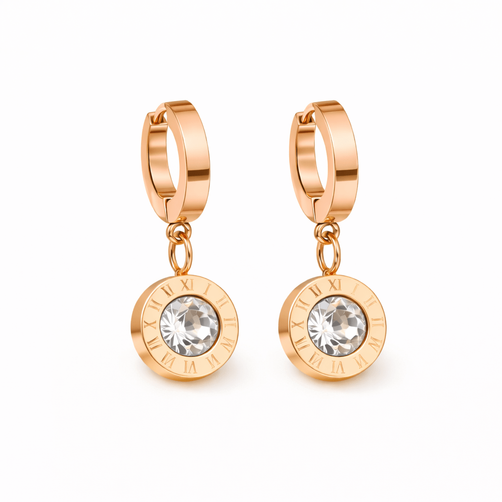 Riviera örhängen rosé (clear) - Rostfritt stål