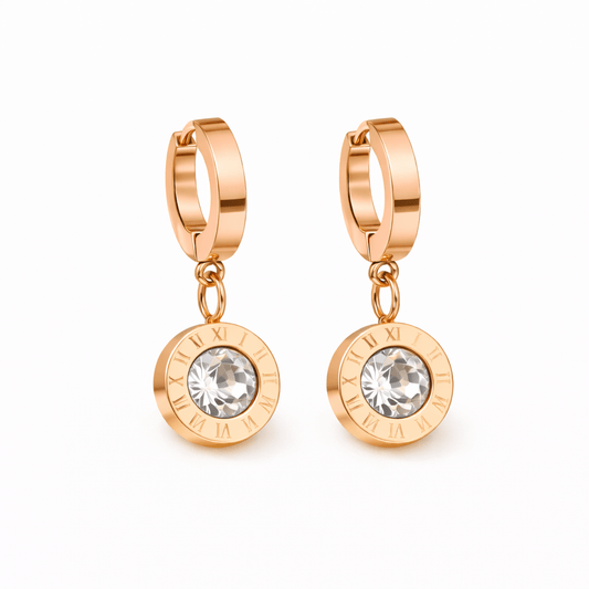 Riviera örhängen rosé (clear) - Rostfritt stål