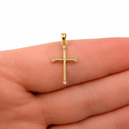 kors 18k guld med cubic zirkonia kristaller på kanterna