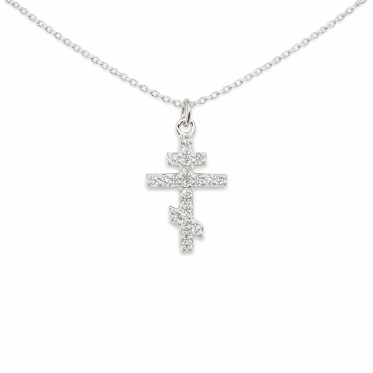Halsband ortodoxt kors sterling silver med sten
