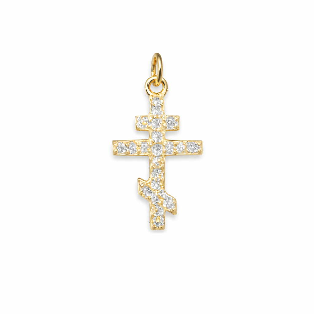 Ortodoxt kors 18k guld labb odlade diamanter