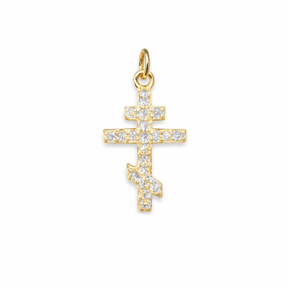 Ortodoxt kors 18k guld labb odlade diamanter