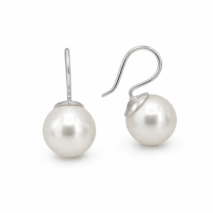 Stora pärlörhängen på krok i sterling silver
