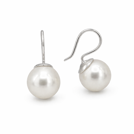 Stora pärlörhängen på krok i sterling silver
