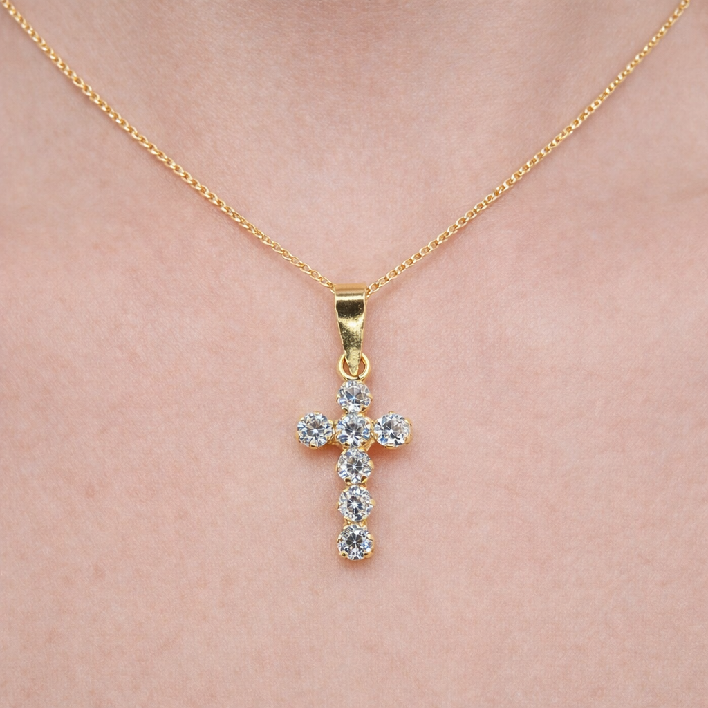 Kors 18k guld med cubic zirkonia kristaller