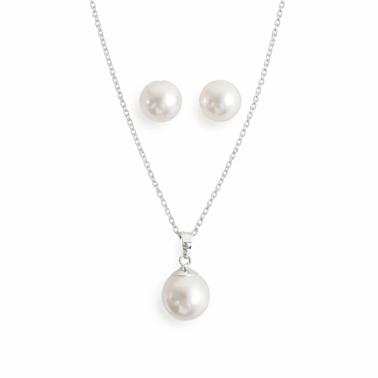 SET Pärl-halsband & Örhängen Silver 925