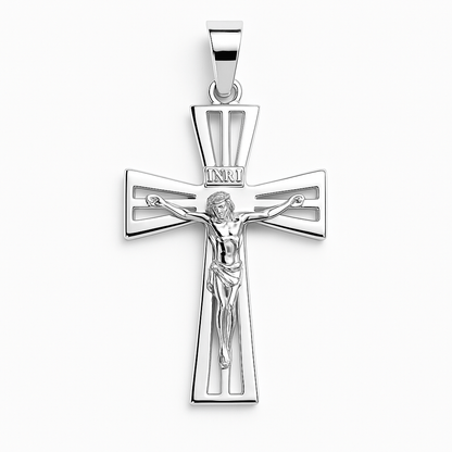 Kors i äkta silver med Jesus, genombruten design