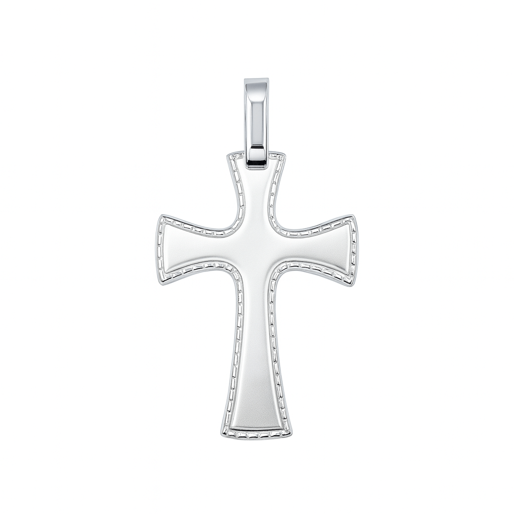 Silverkors med matt design och facetterad kant