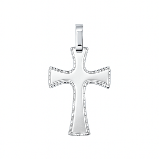 Silverkors med matt design och facetterad kant