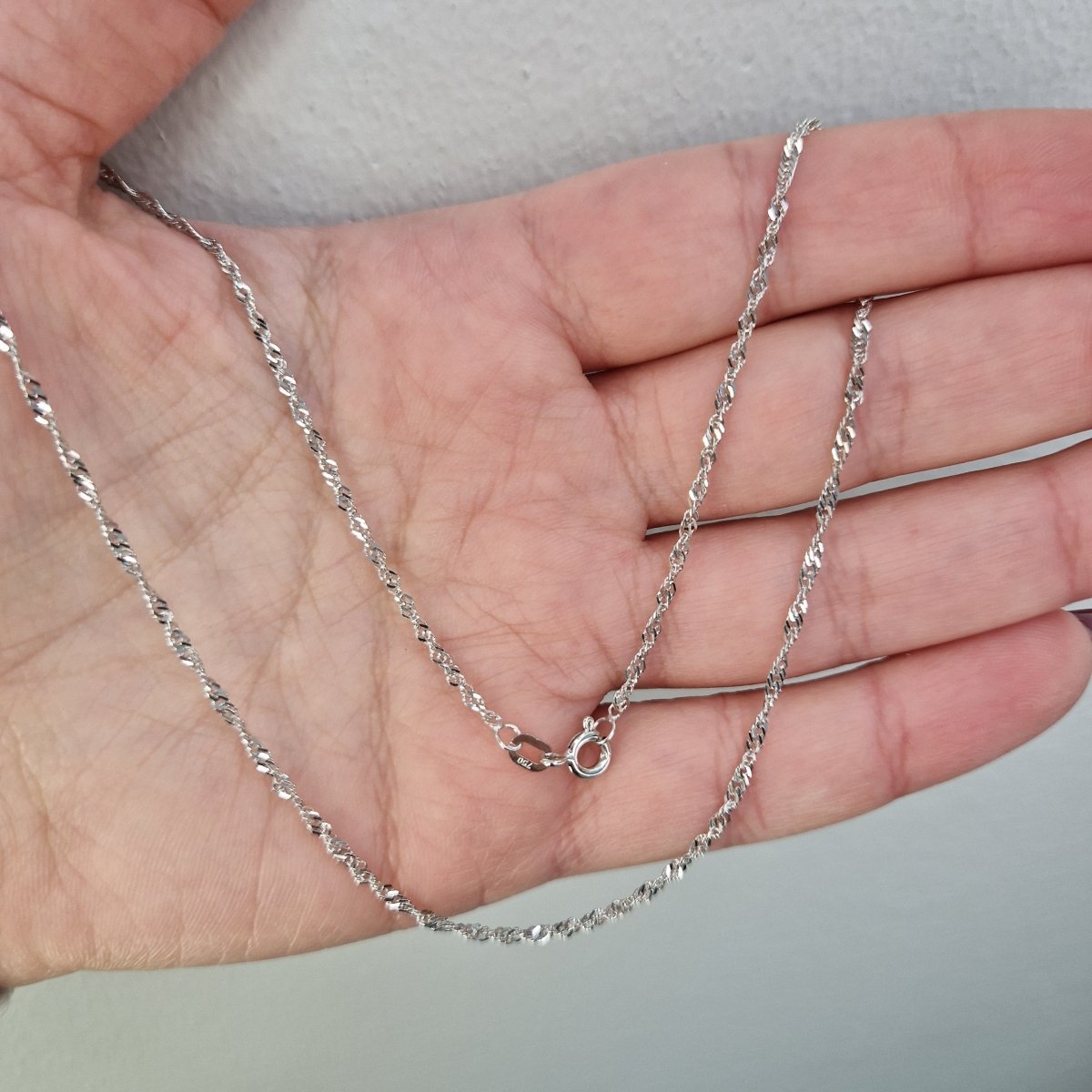 Singapore kedja 18k vitguld