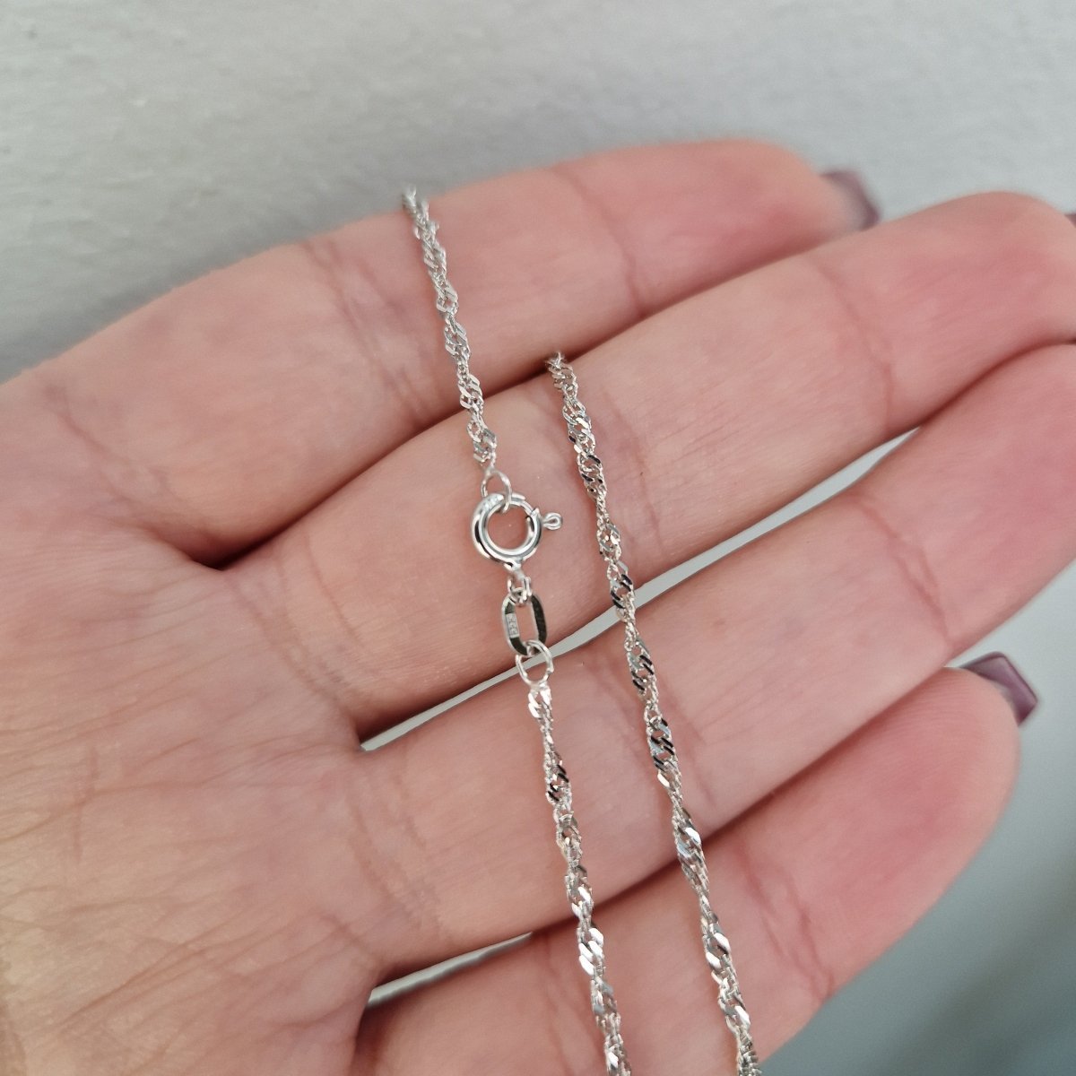 Singapore kedja 18k vitguld