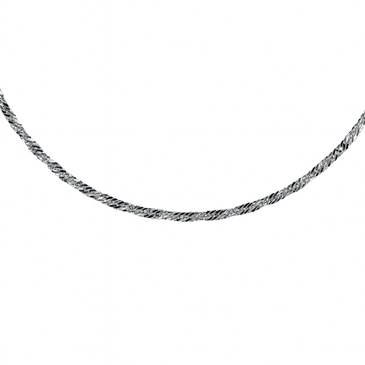 Singapore kedja 18k vitguld