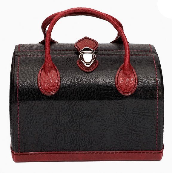 Smyckeskrin skinnimitation svart/röd