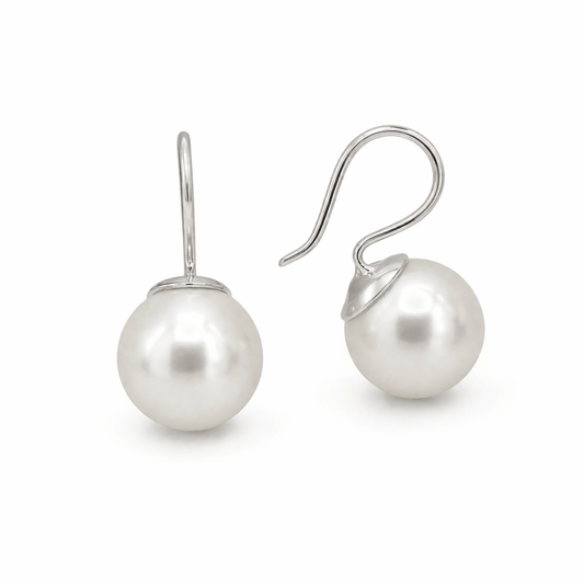 Stora pärlörhängen på krok i sterling silver