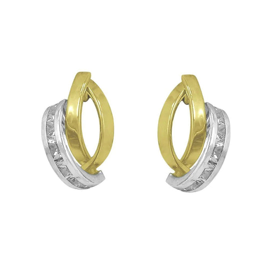 Två-färgade guldörhängen med stenar