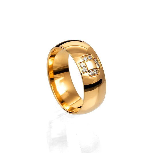 Vigselring blank med 8 diamanter i 18k guld