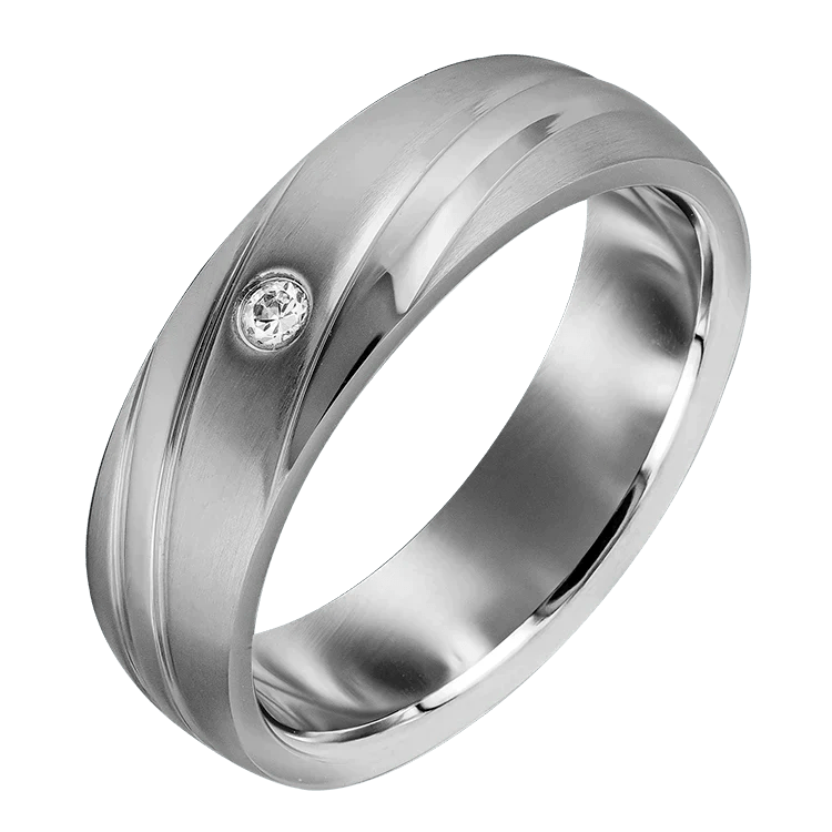 Förlovnings i stål med glittrig sten